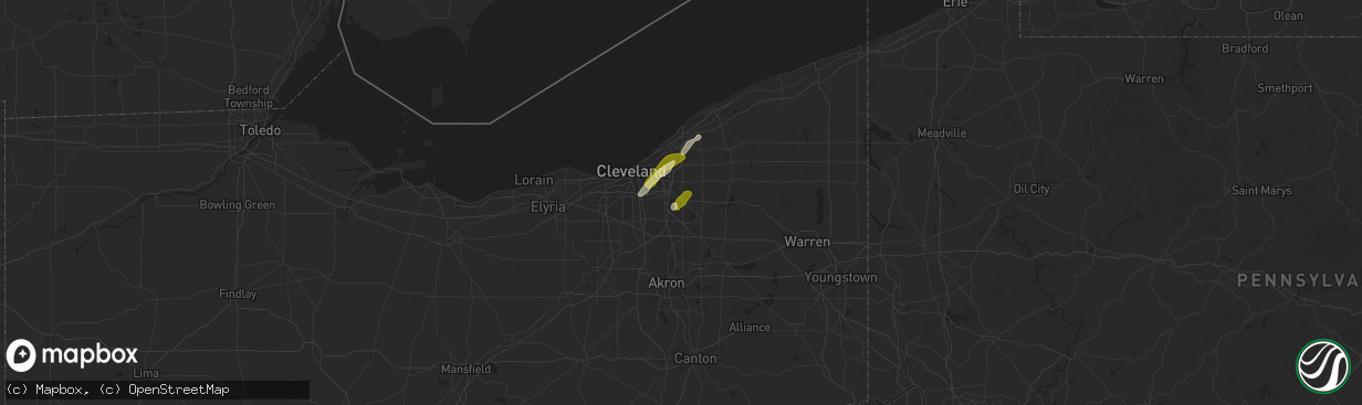Hail map in Solon, OH on May 1, 2025