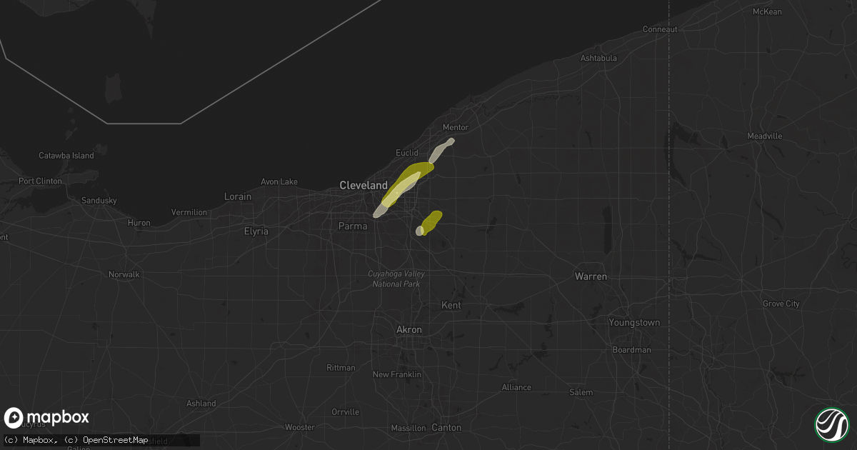 Hail map in Solon, OH on May 1, 2025