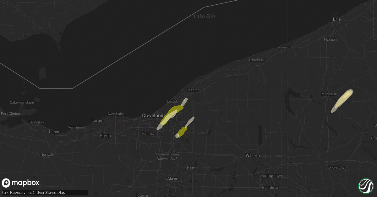 Hail map in Willoughby, OH on May 1, 2025