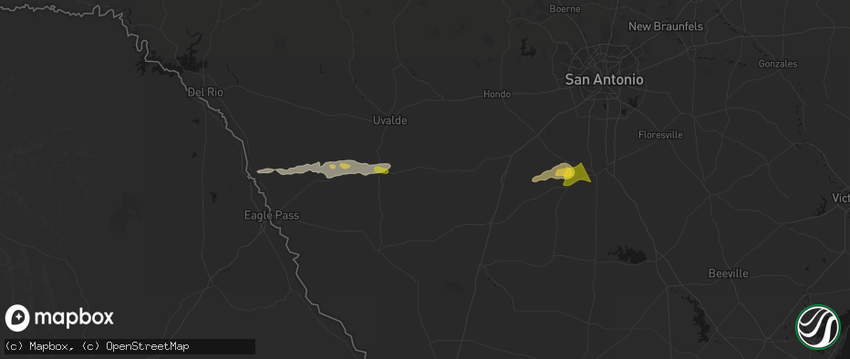 Hail map in Batesville, TX on May 1, 2026