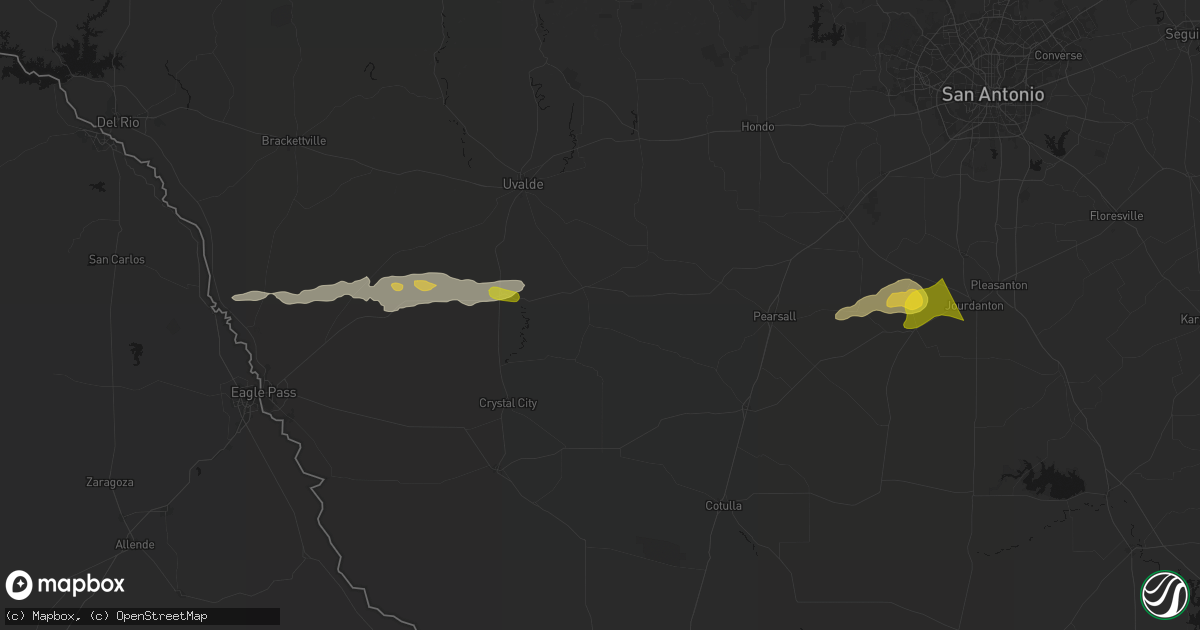 Hail map in Batesville, TX on May 1, 2026