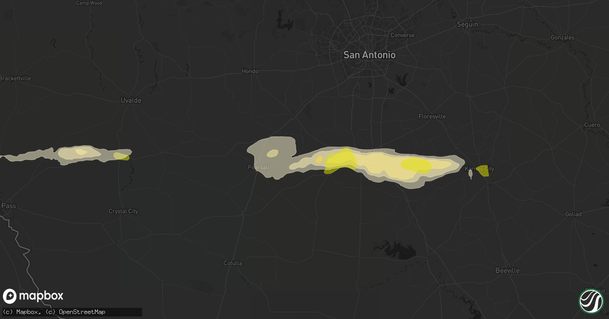 Hail map in Bigfoot, TX on May 1, 2026