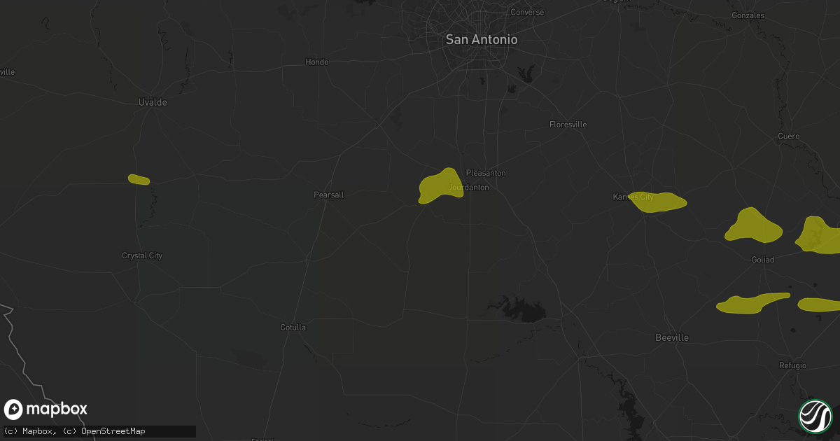 Hail map in Charlotte, TX on May 1, 2026