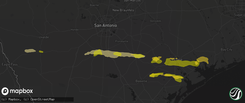 Hail map in Falls City, TX on May 1, 2026