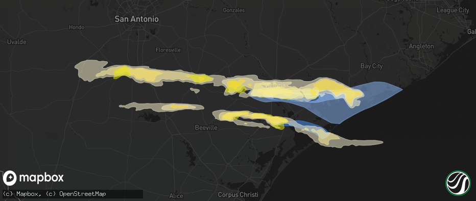 Hail map in Goliad, TX on May 1, 2026