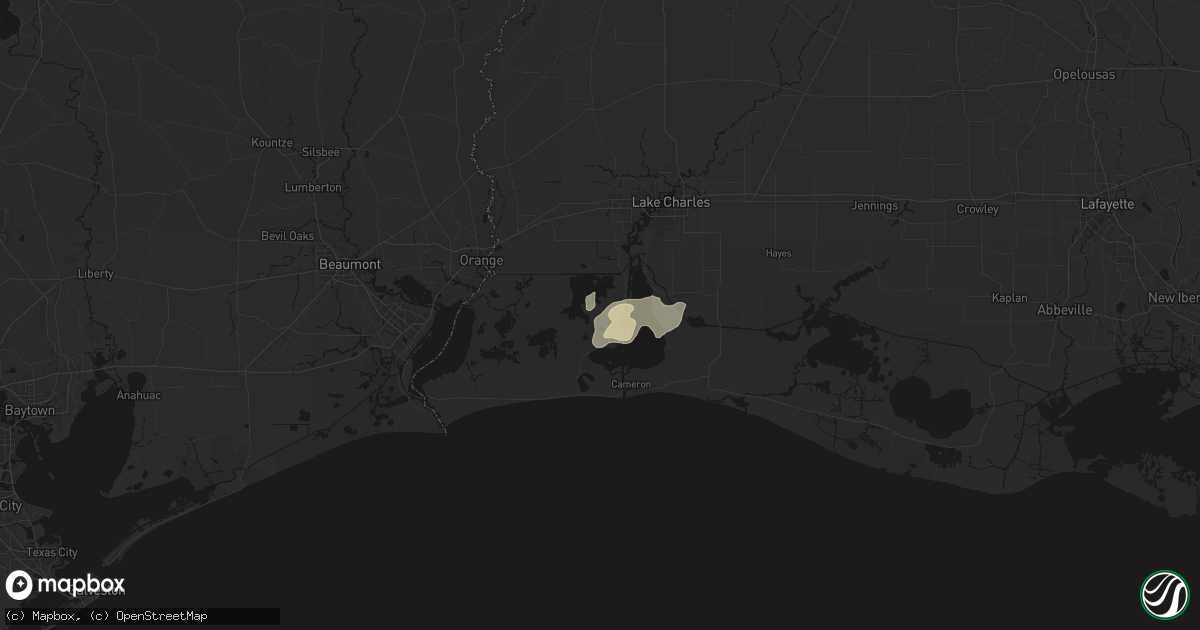 Hail map in Hackberry, LA on May 1, 2026