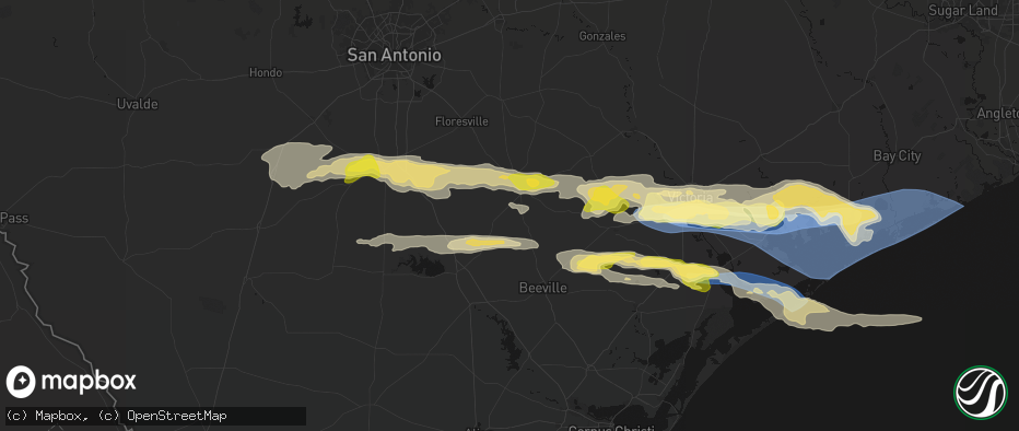 Hail map in Kenedy, TX on May 1, 2026