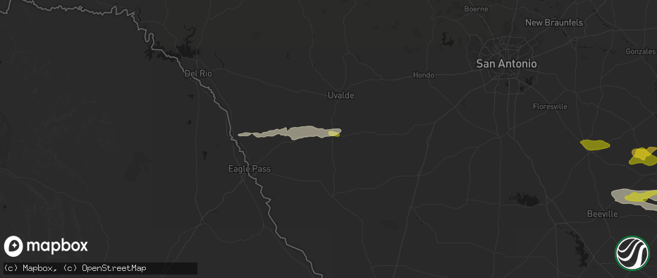 Hail map in La Pryor, TX on May 1, 2026