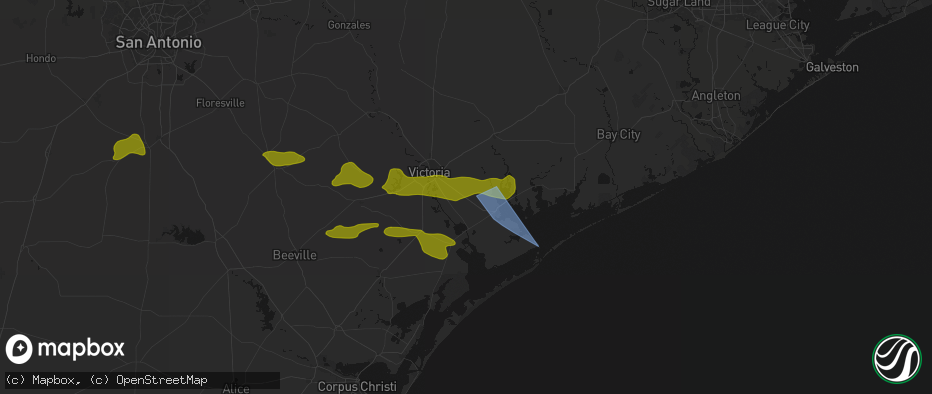 Hail map in Placedo, TX on May 1, 2026