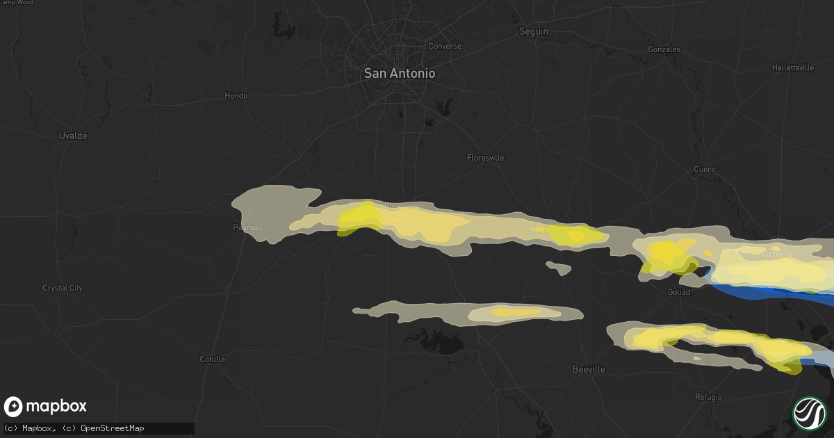 Hail map in Pleasanton, TX on May 1, 2026