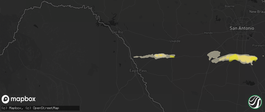 Hail map in Quemado, TX on May 1, 2026