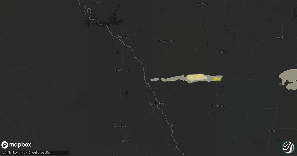 Hail map in Quemado, TX on May 1, 2026