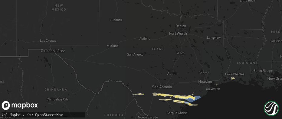 Hail map in Texas on May 1, 2026