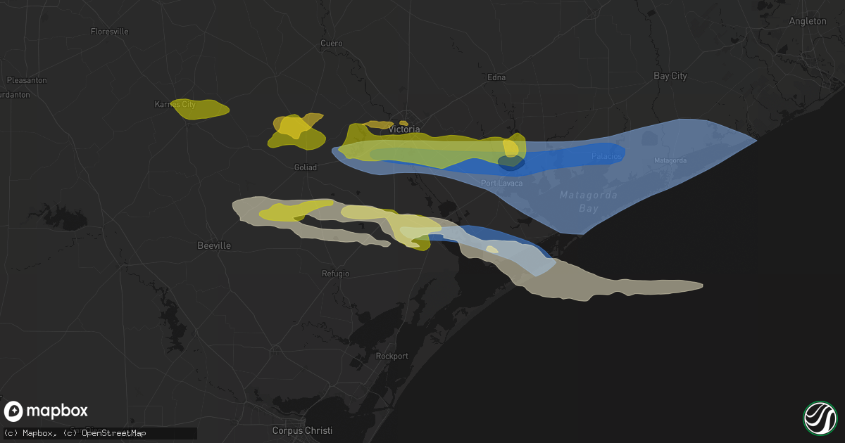 Hail map in Tivoli, TX on May 1, 2026
