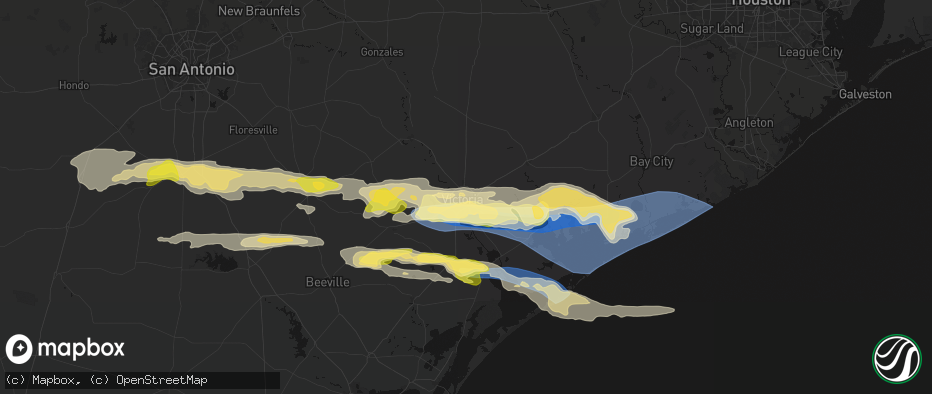 Hail map in Victoria, TX on May 1, 2026