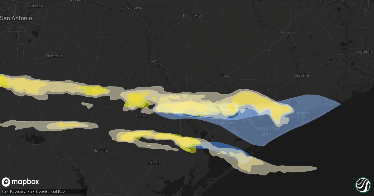 Hail map in Victoria, TX on May 1, 2026
