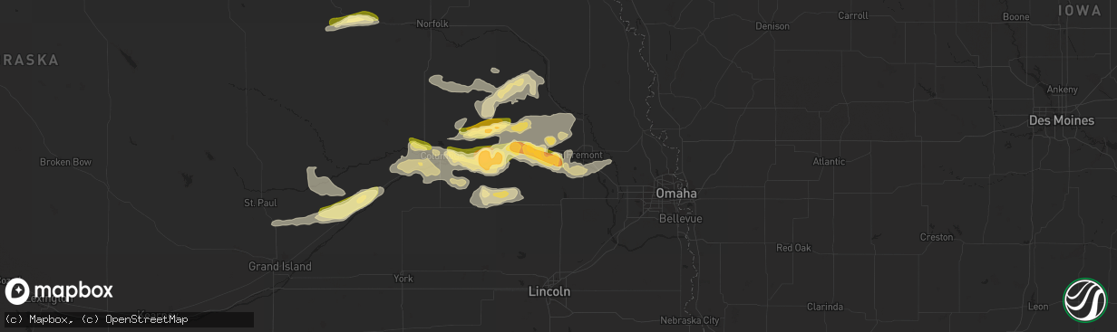 Hail map in Cedar Bluffs, NE on May 2, 2015
