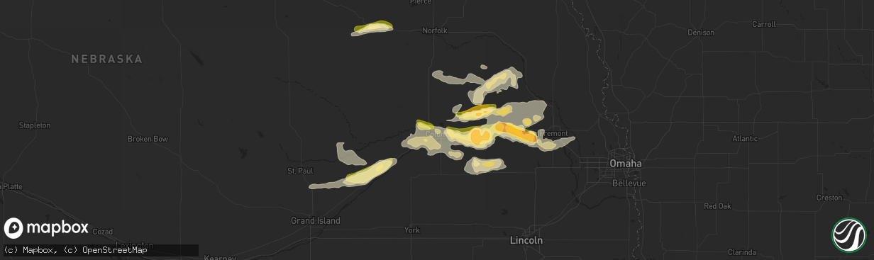 Hail map in Columbus, NE on May 2, 2015