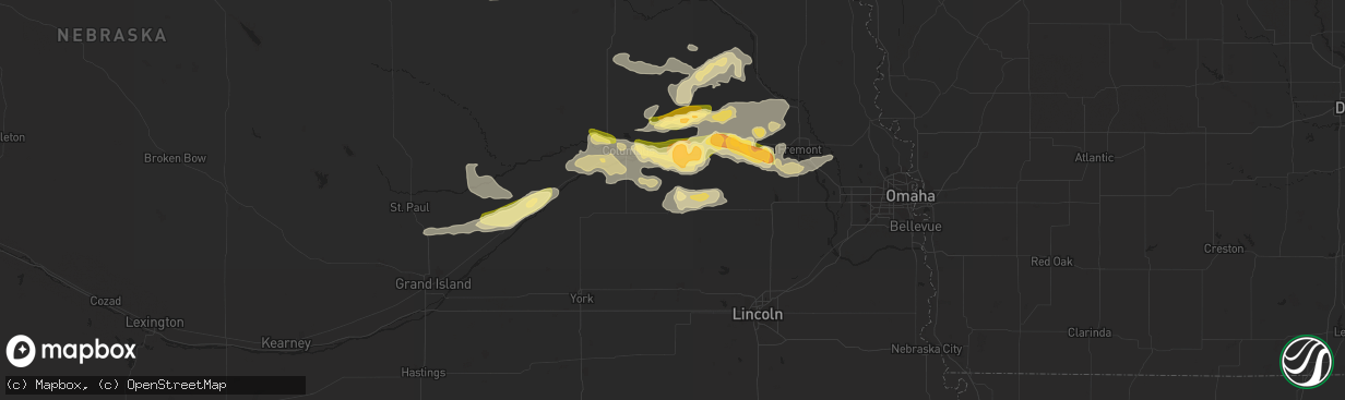 Hail map in David City, NE on May 2, 2015