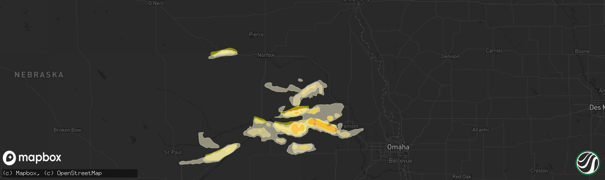 Hail map in Howells, NE on May 2, 2015