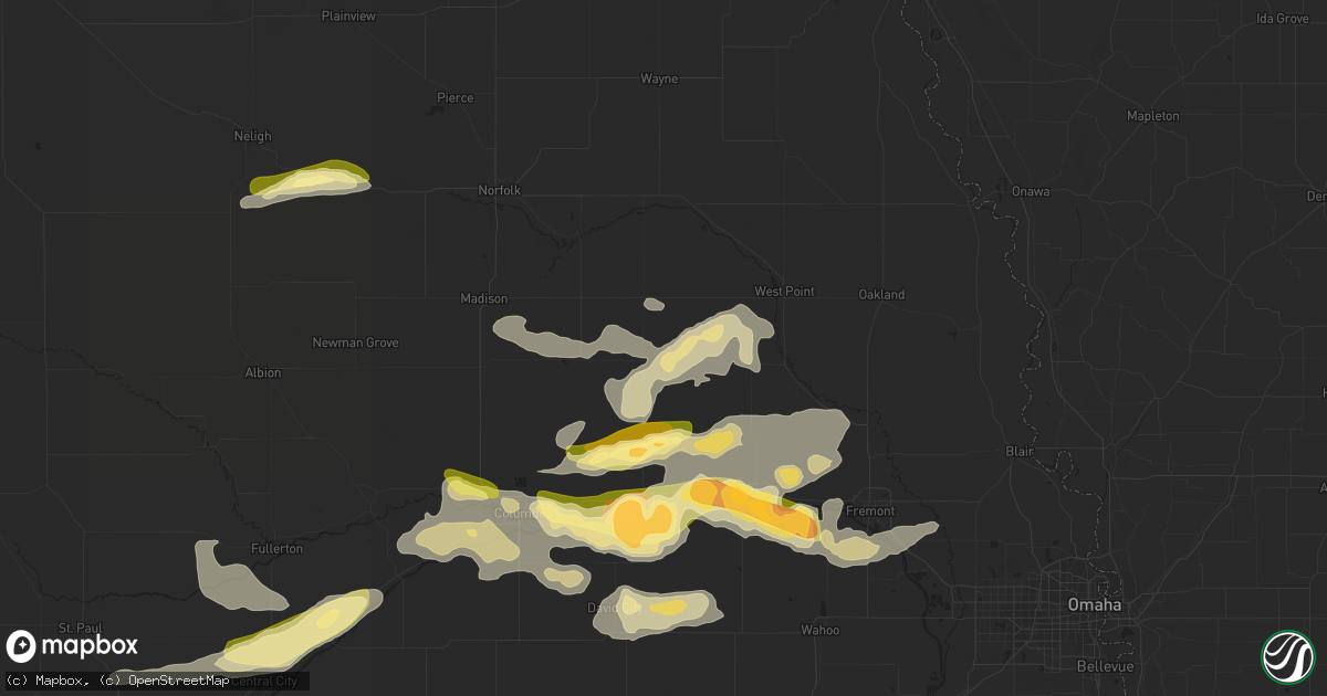 Hail map in Howells, NE on May 2, 2015