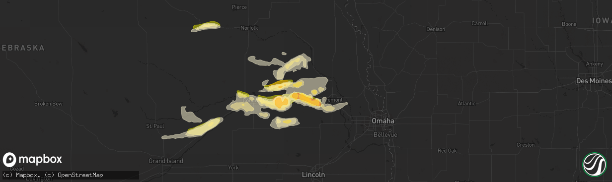 Hail map in North Bend, NE on May 2, 2015