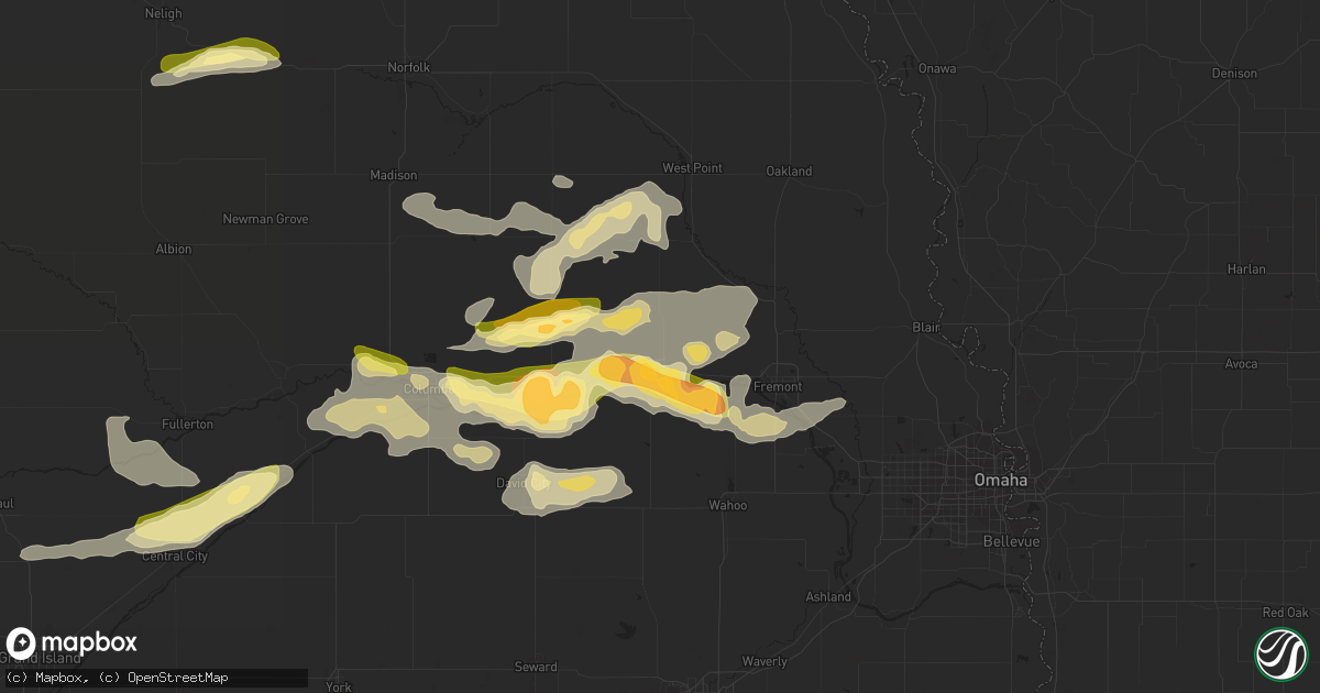 Hail map in North Bend, NE on May 2, 2015
