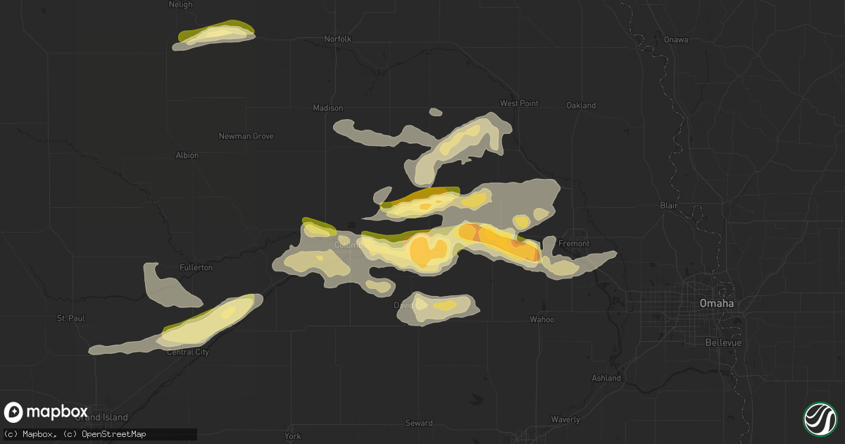 Hail map in Schuyler, NE on May 2, 2015