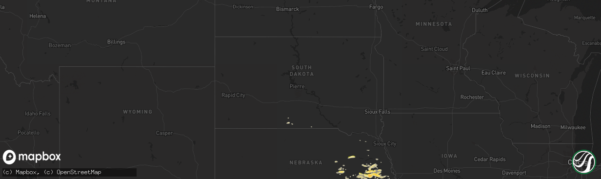 Hail map in South Dakota on May 2, 2015