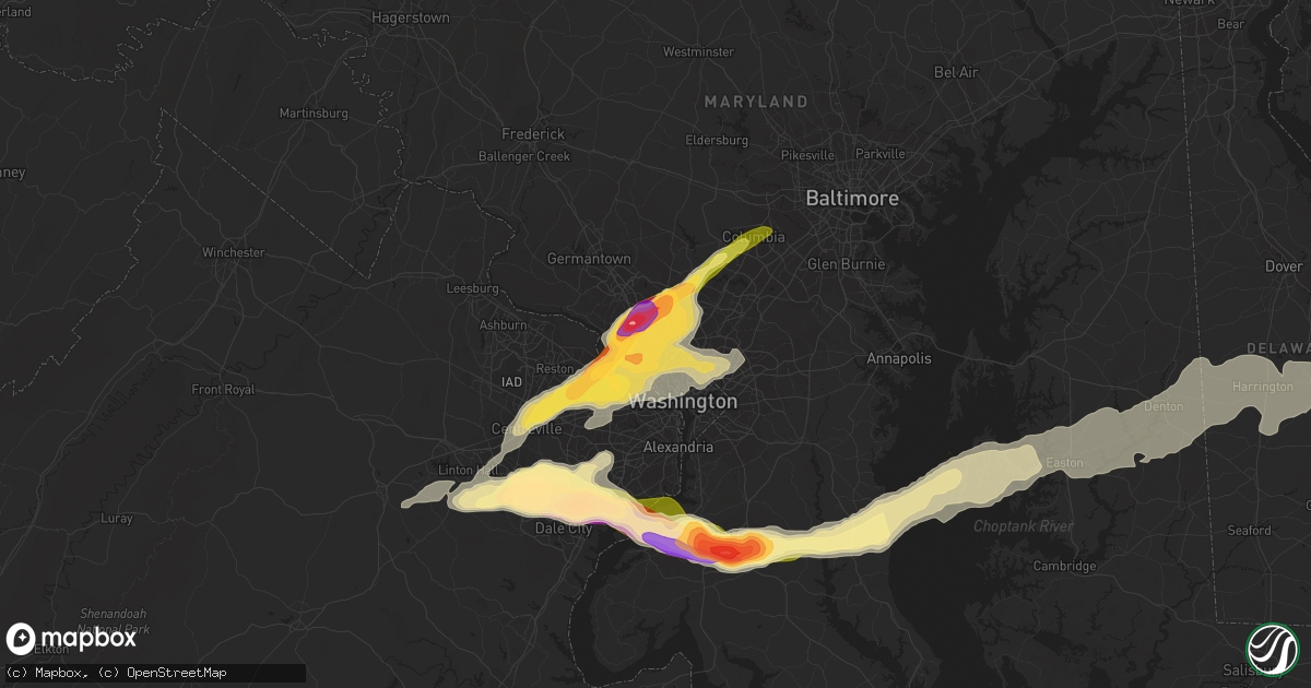 Hail map in Bethesda, MD on May 2, 2016