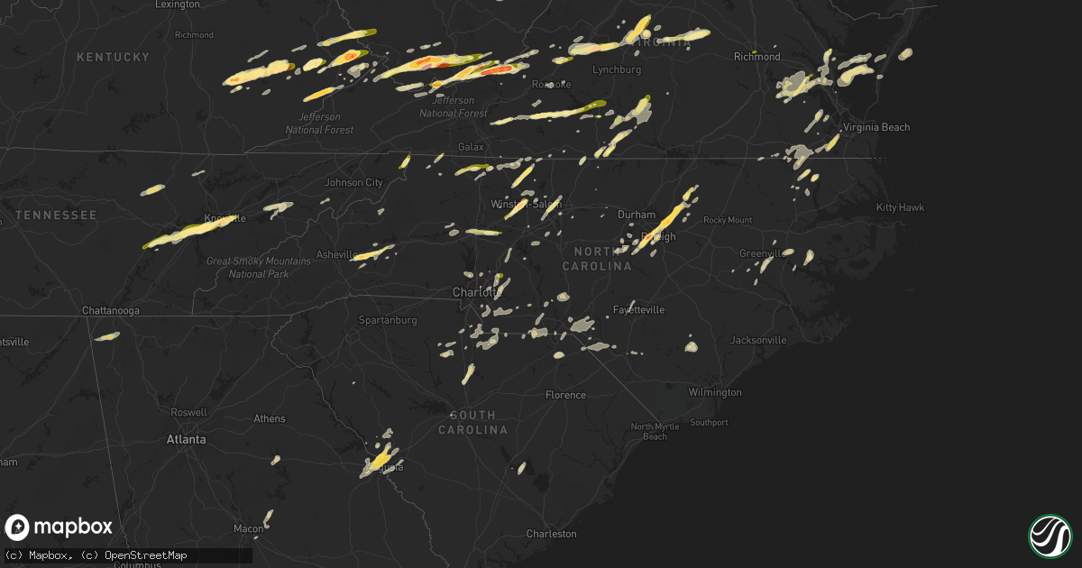 Hail map in North Carolina on May 2, 2016