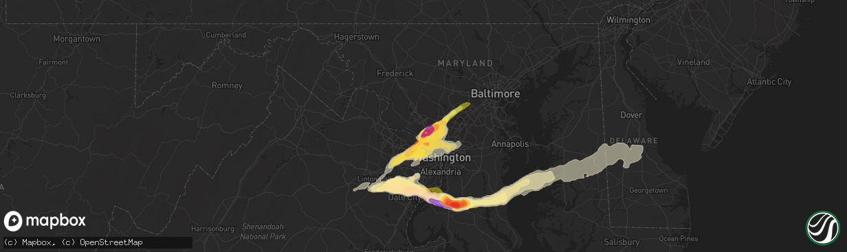 Hail map in Rockville, MD on May 2, 2016