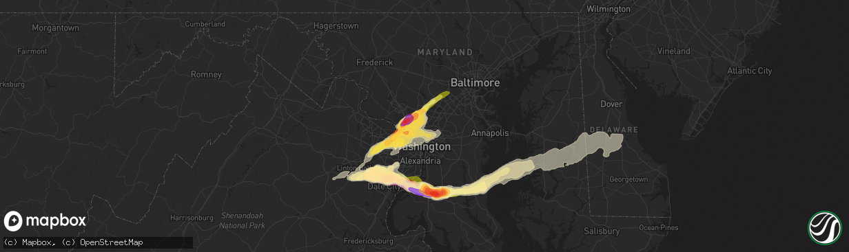 Hail map in Silver Spring, MD on May 2, 2016