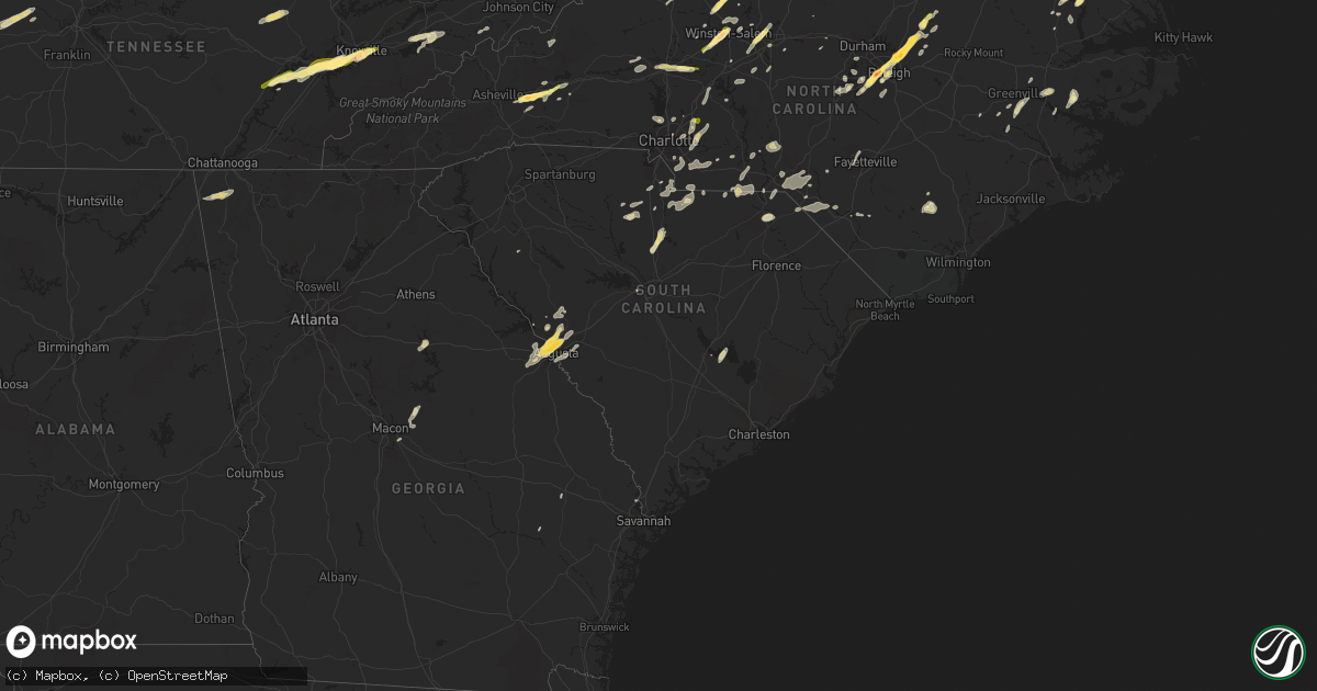 Hail map in South Carolina on May 2, 2016