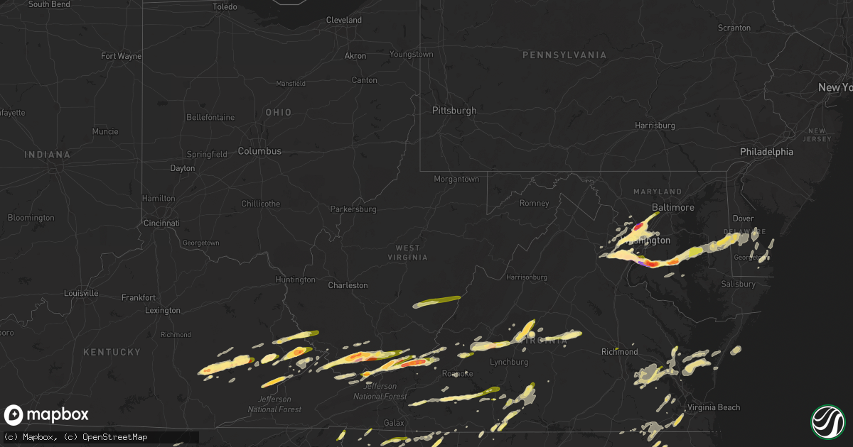 Hail map in West Virginia on May 2, 2016