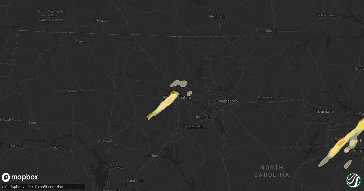 Hail map in Winston Salem, NC on May 2, 2016