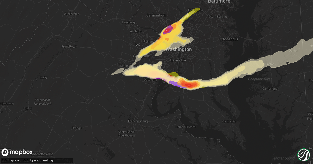 Hail map in Woodbridge, VA on May 2, 2016