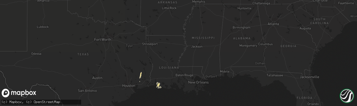 Hail map in Louisiana on May 2, 2017