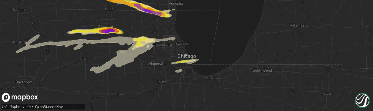 Hail map in Chicago, IL on May 2, 2018