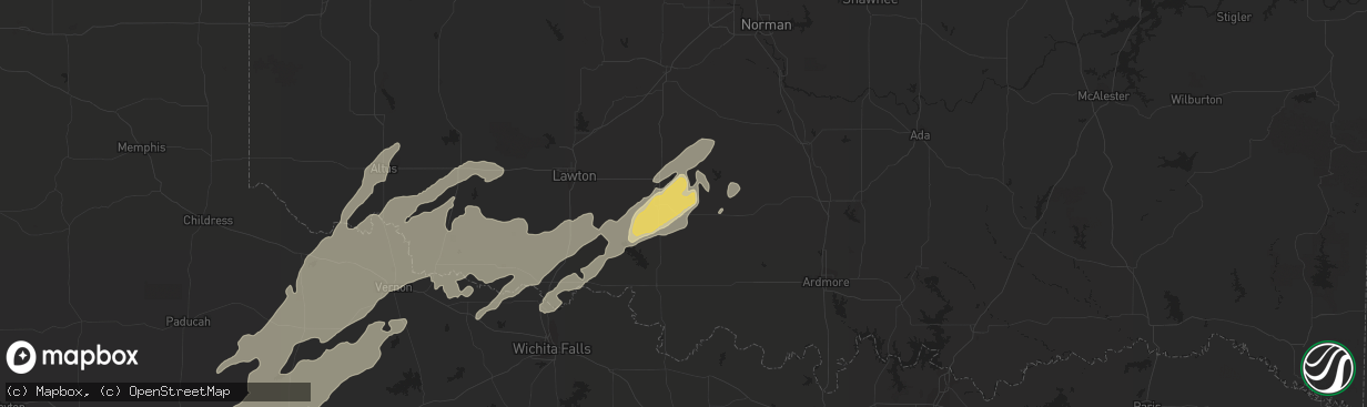 Hail map in Duncan, OK on May 2, 2018