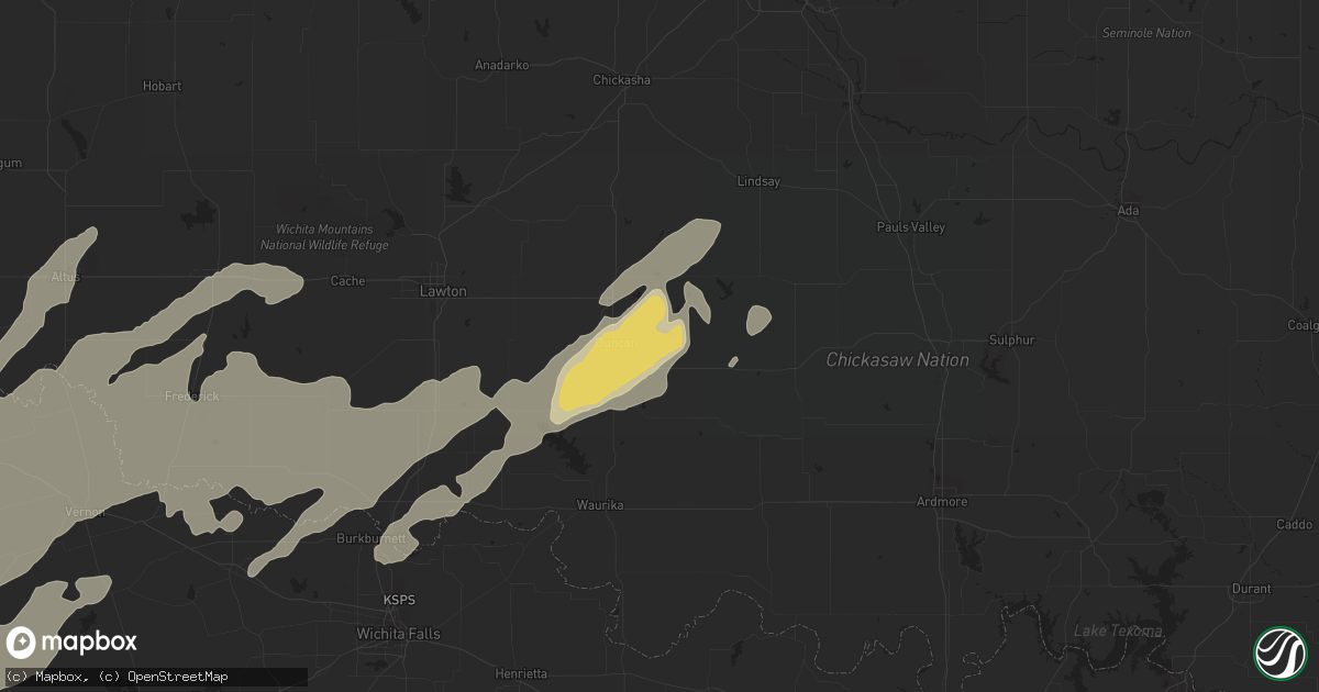 Hail map in Duncan, OK on May 2, 2018