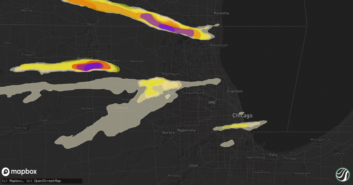 Hail map in Elgin, IL on May 2, 2018