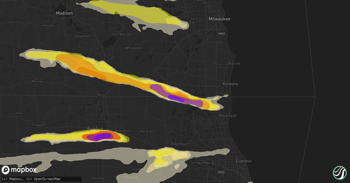 Hail map in Genoa City, WI on May 2, 2018