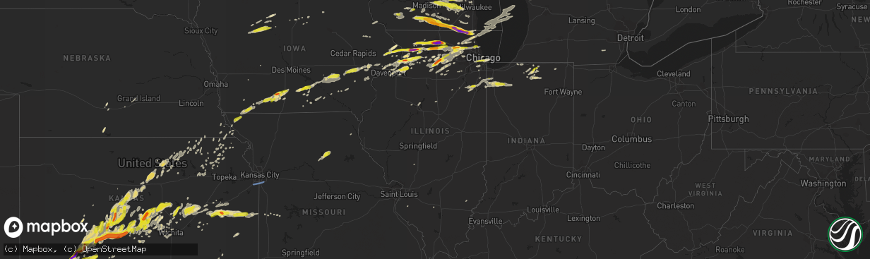 Hail map in Illinois on May 2, 2018