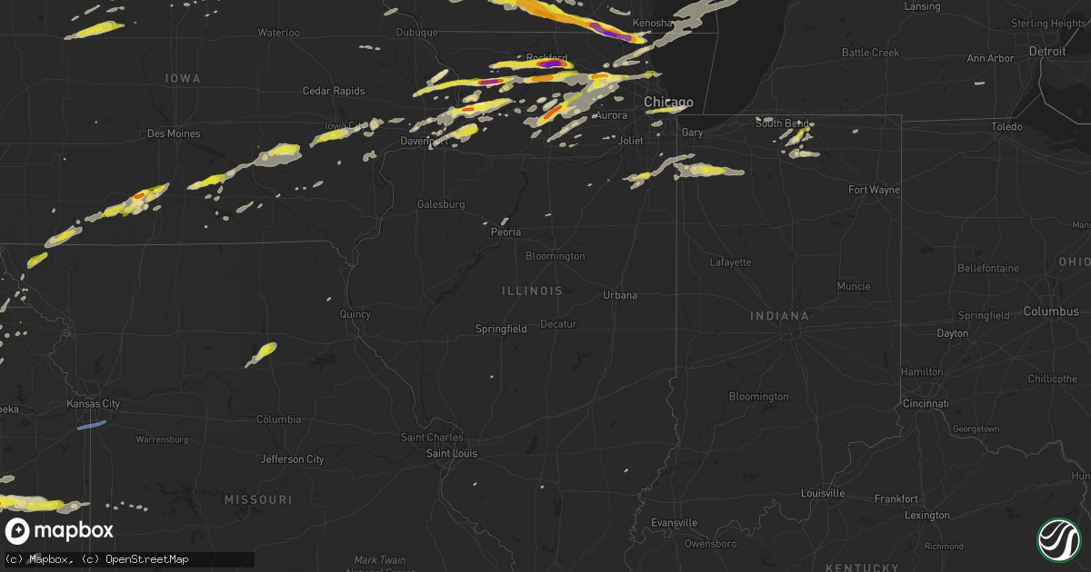 Hail map in Illinois on May 2, 2018