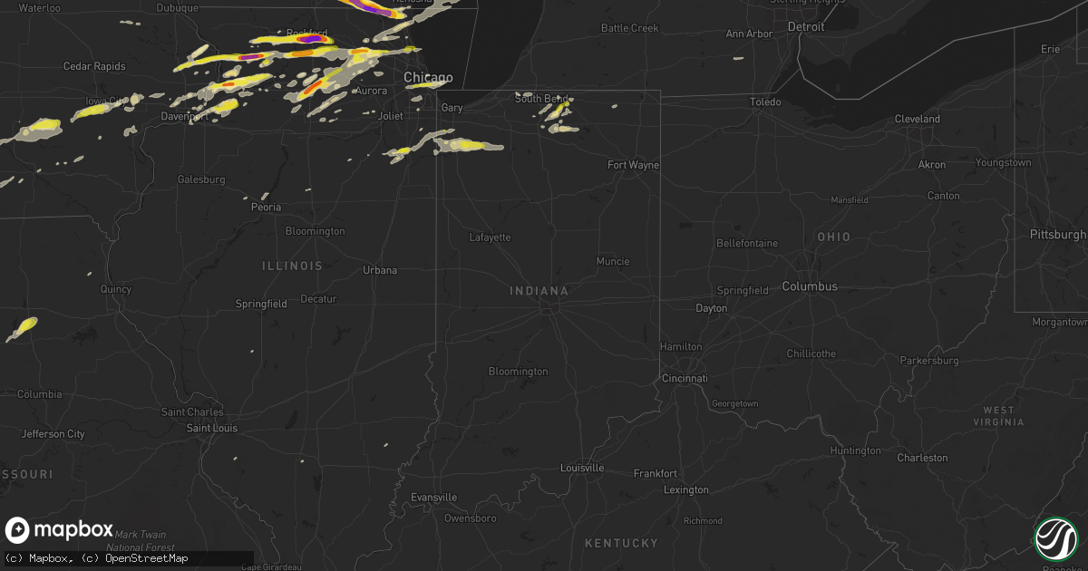 Hail map in Indiana on May 2, 2018