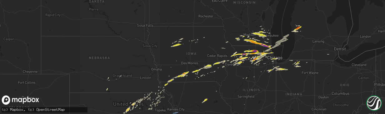 Hail map in Iowa on May 2, 2018