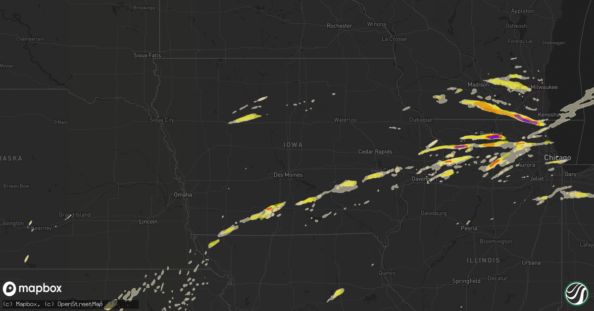 Hail map in Iowa on May 2, 2018