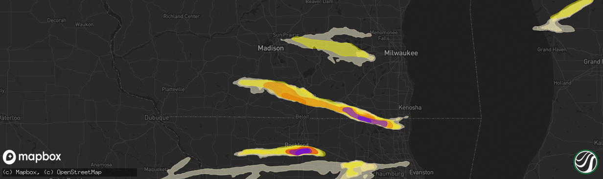 Hail map in Janesville, WI on May 2, 2018