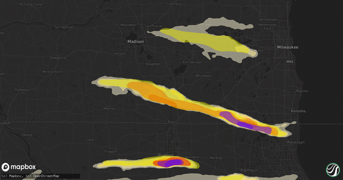 Hail map in Janesville, WI on May 2, 2018